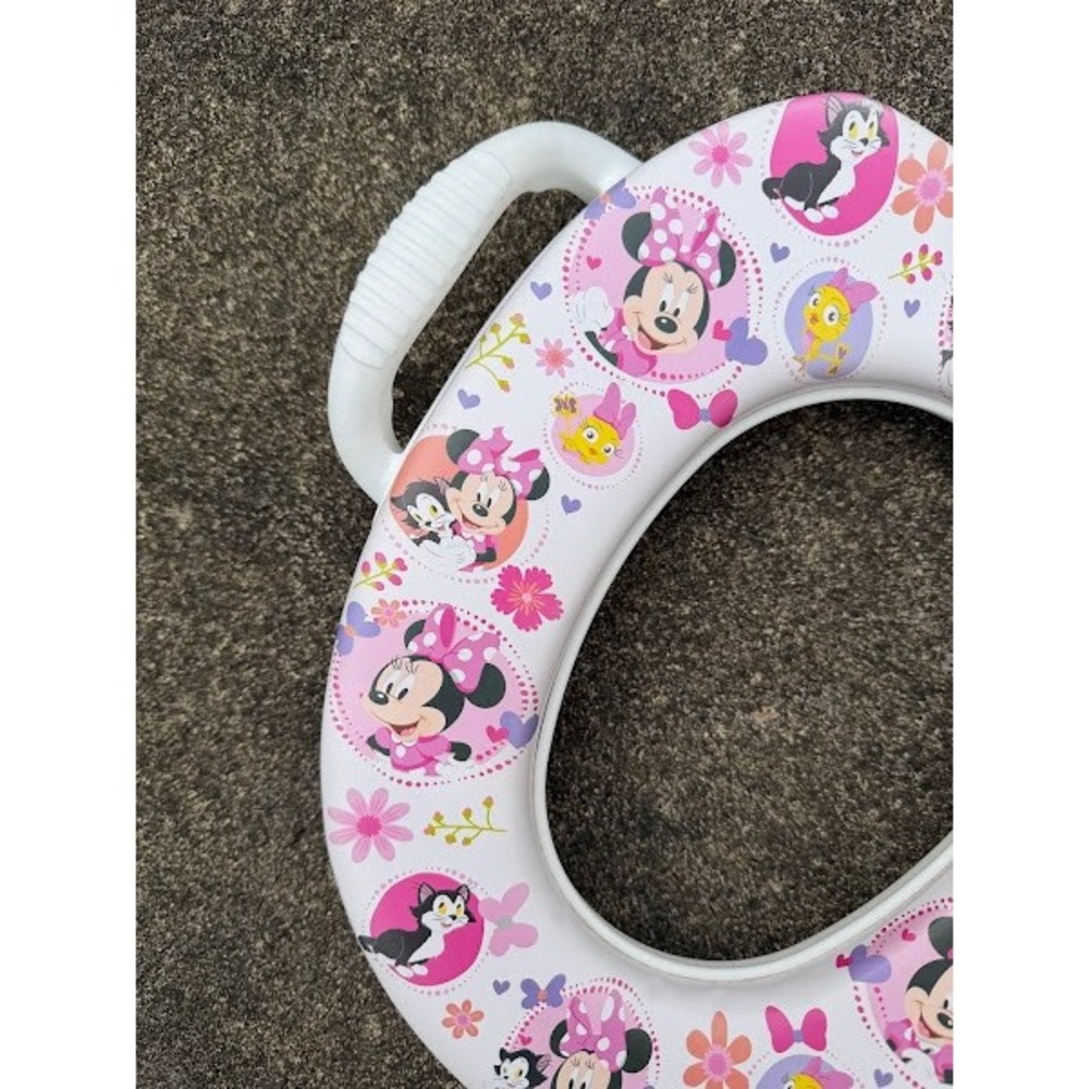 Disney Minnie Mouse Soft Potty Seat with Handles Pink Floral Toddler Training - Picture 3 of 3